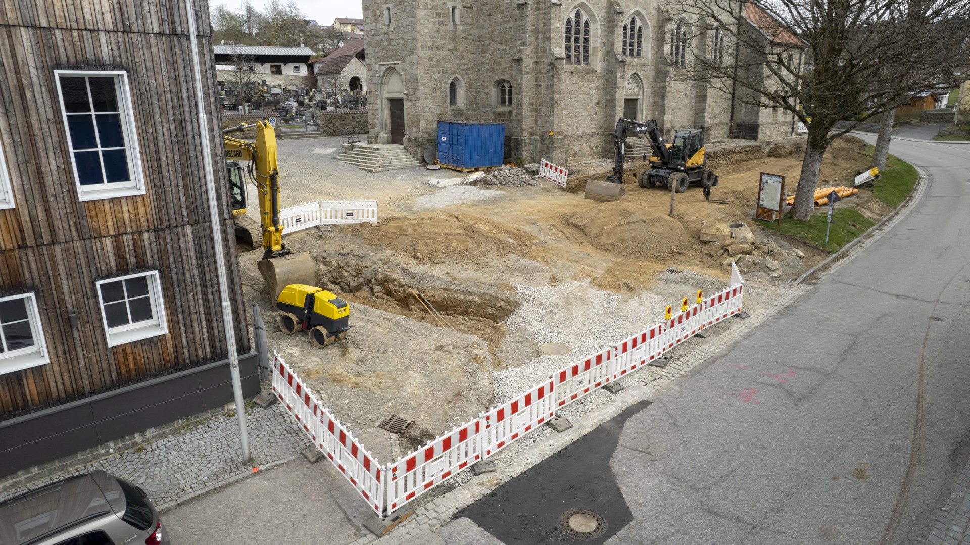 Hochauflösendes Luftbild Dachkonstruktion Baustelle Bayerischer Wald